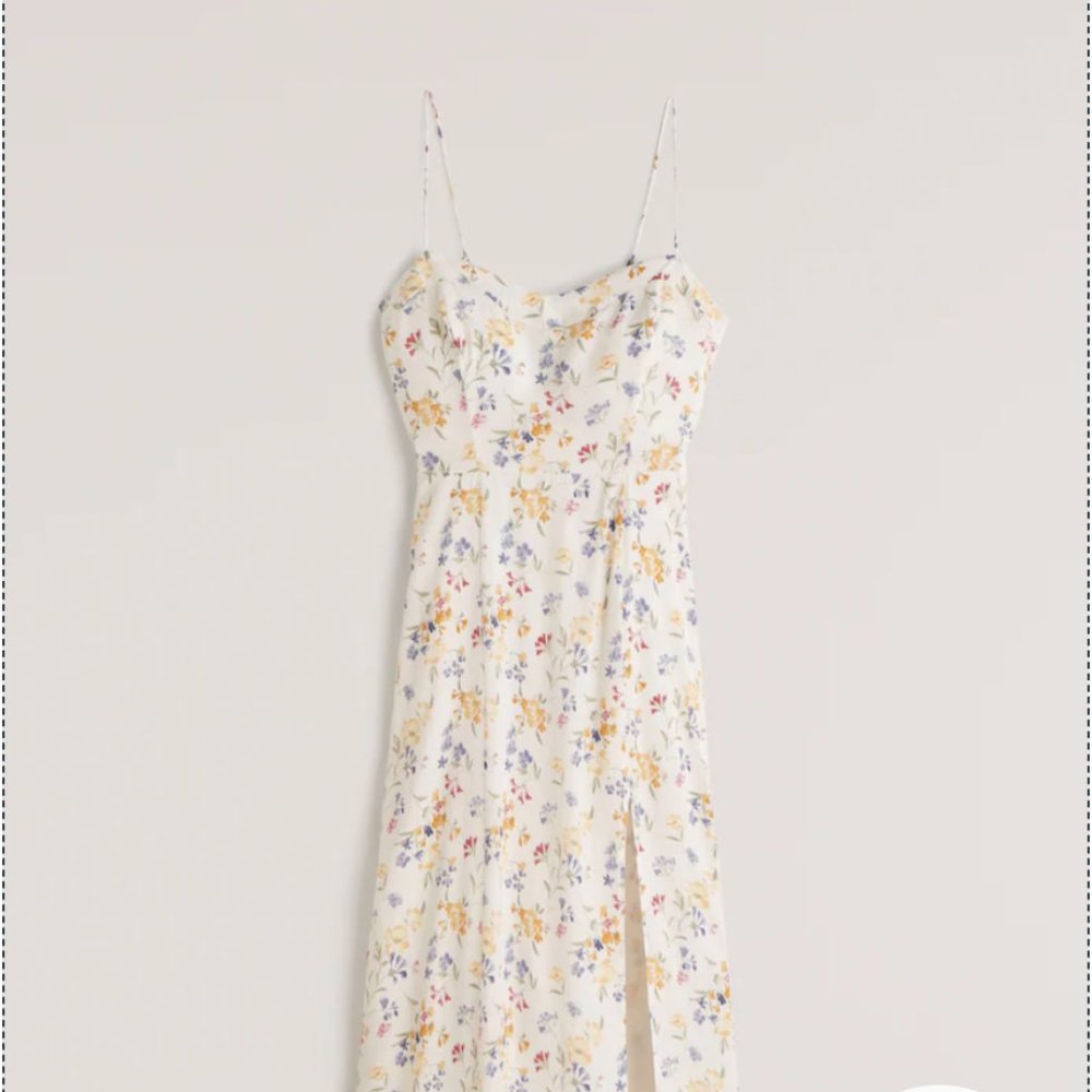 Faux Silk High-Slit Midaxi Dress (Size S)